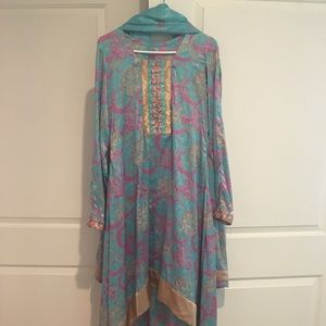 Pakistani Indian High-Low Shalwar Kameez (3 Piece)
